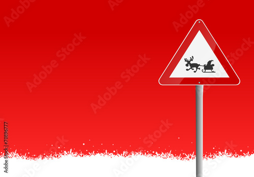 Schild Weihnachtsmann im Schnee