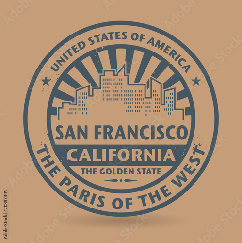 Photography Grunge rubber stamp with name of San Francisco, California