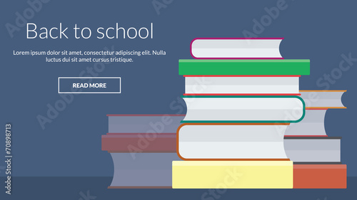 Back to school with many books. Vector online advertising