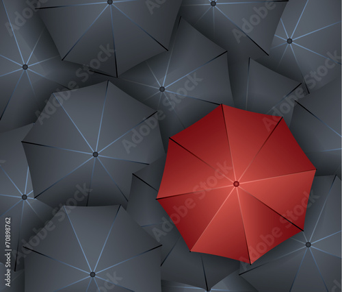 Concept of leader. Different umbrella over many others