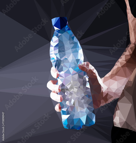 Plastic water bottle vector geometric illustration