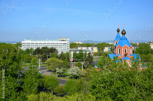 Panoramic view of the city of Komsomolsk-on-Amur, Russia photo