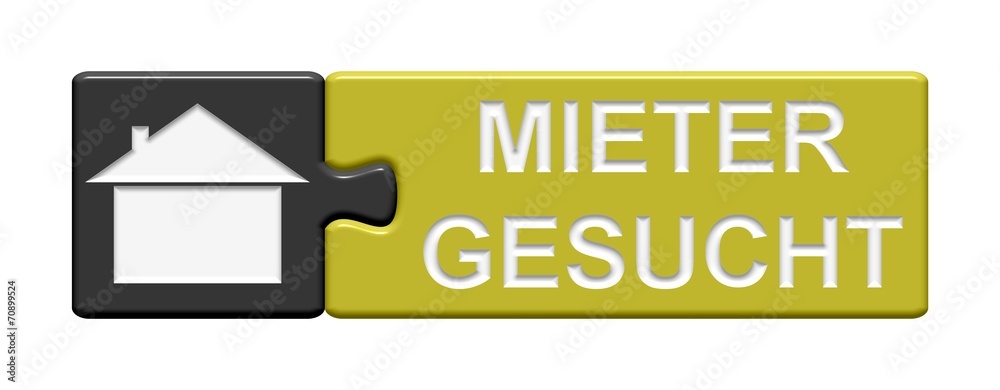 Puzzle Button grau gelb: Mieter gesucht