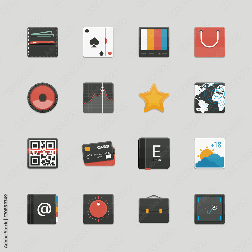 Set of user interface icons. Applications. Set of user interface icons. Applications.