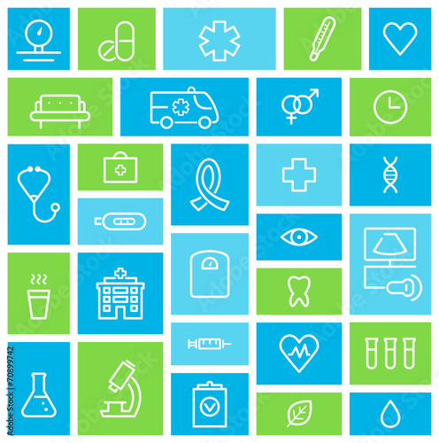 Medical and Healthcare Lined Icons Background