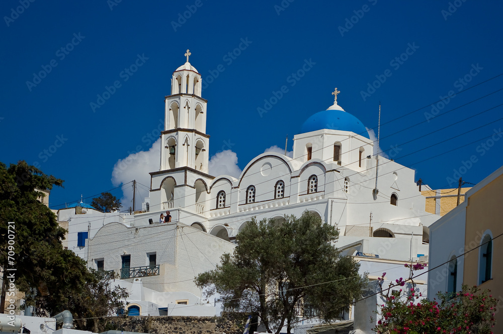 Orthodox Church in Pyrgos, Santorini, Greece.