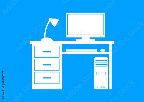Computer icon on blue background