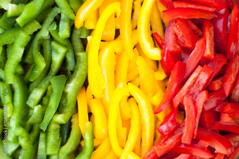 sliced colourful paprika peppers background sliced colourful paprika peppers background