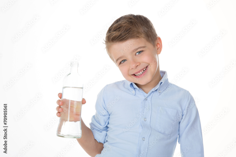 child shows a bottle child shows a bottle