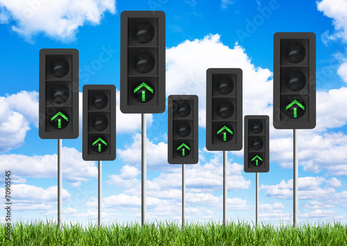 Grüne Ampel auf Wiese
