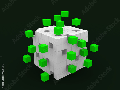 teamwork business concept with green cubes - 3d