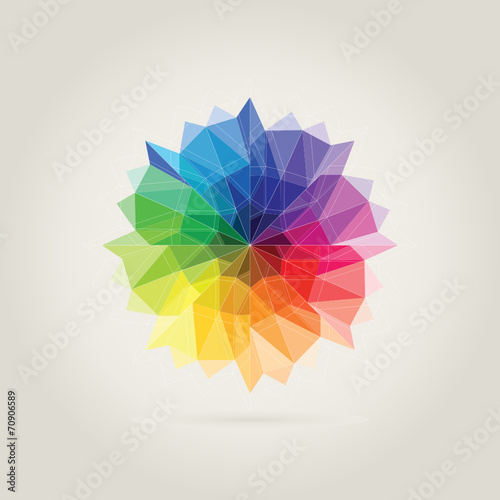 color wheel polygon in beige background photo