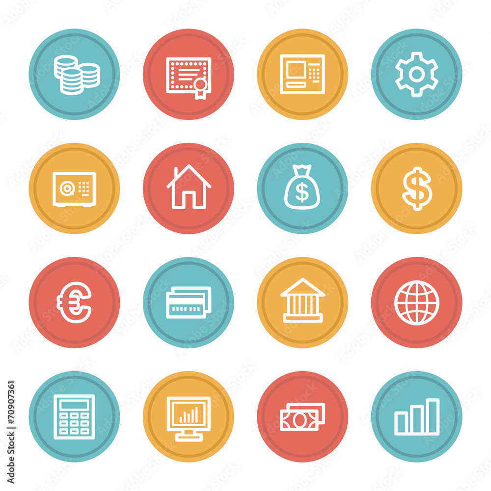 Money web icons, color circle buttons Money web icons, color circle buttons