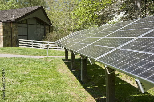 Solar Energy Panels Behind Building