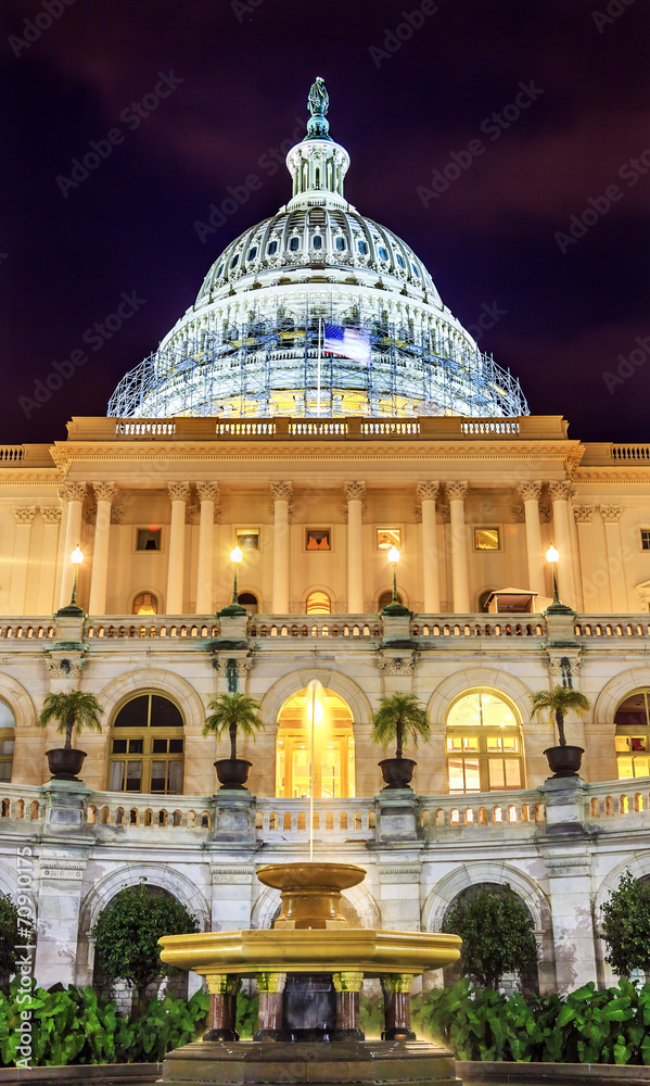 US Capitol South Side Construction Night Stars Washington DC