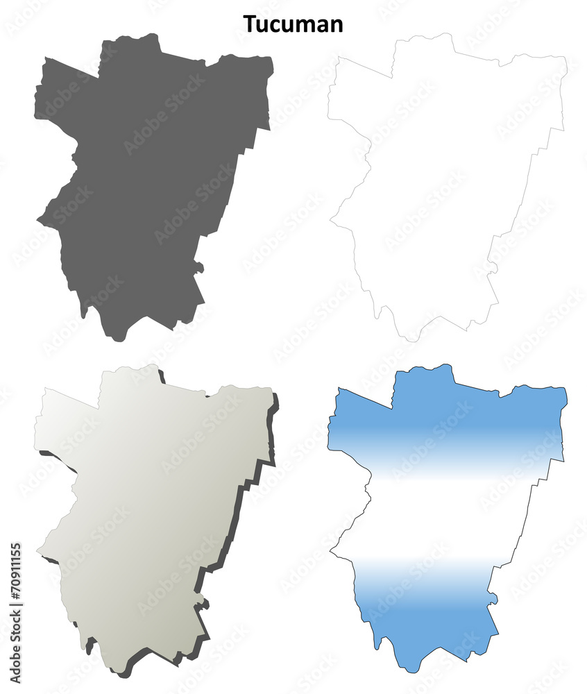 Tucuman blank outline map set