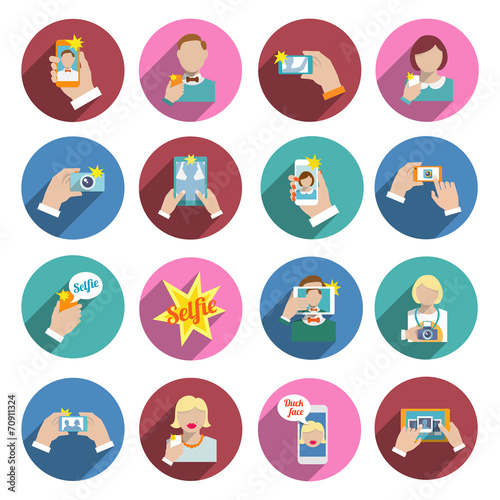 Selfie Icons Flat
