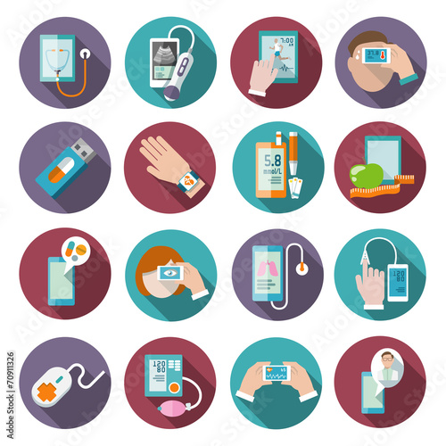 Digital health icons set