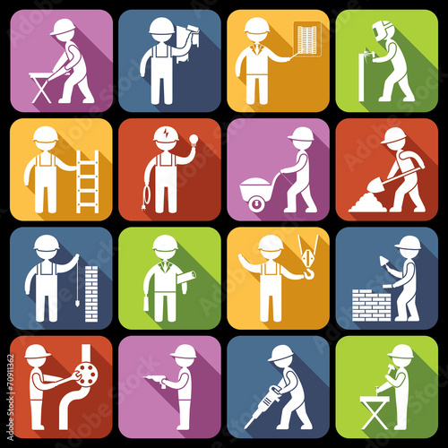 Construction worker icons white