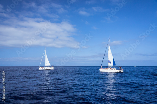 Two boats in mediterranean sea