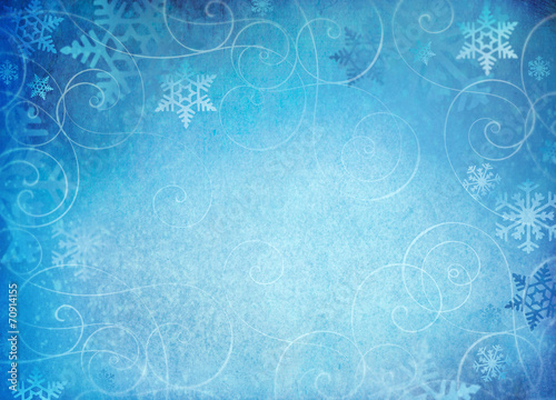 Snowflake background with whimsical swirls.