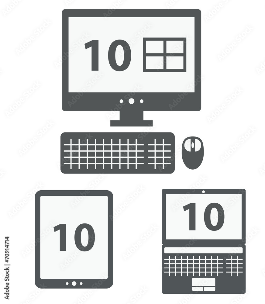 personal computer, laptop and tablet pc shows number 10 personal computer, laptop and tablet pc shows number 10