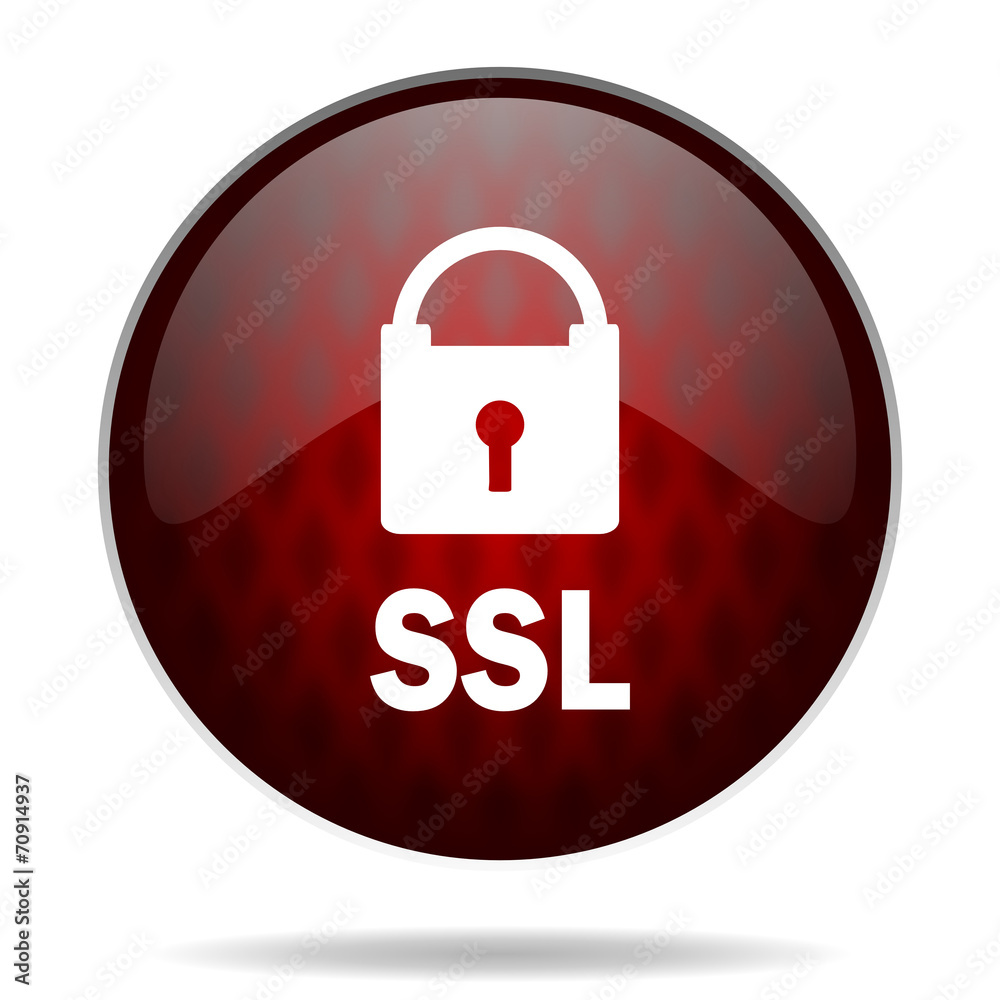 ssl red glossy web icon on white background. ssl red glossy web icon on white background.