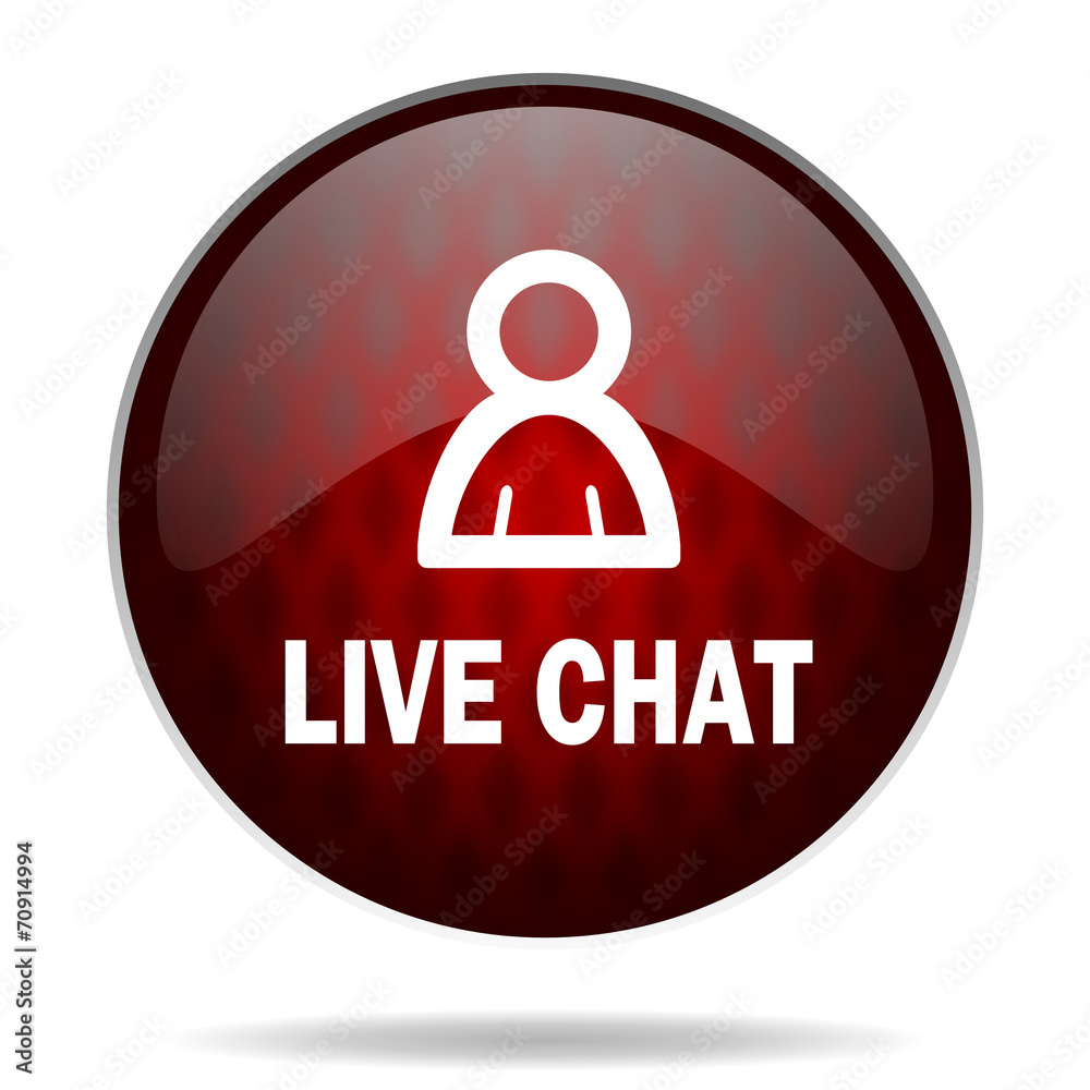 live chat red glossy web icon on white background. live chat red glossy web icon on white background.