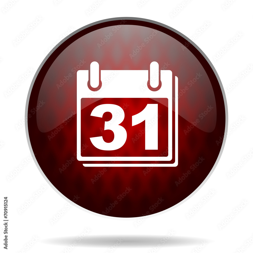 calendar red glossy web icon on white background. calendar red glossy web icon on white background.