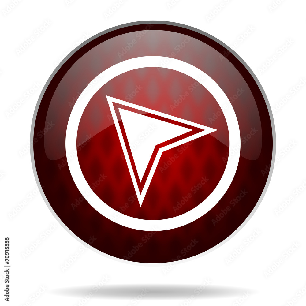 navigation red glossy web icon on white background. navigation red glossy web icon on white background.