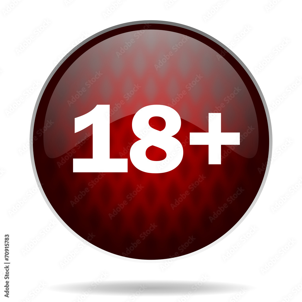 adults red glossy web icon on white background adults red glossy web icon on white background