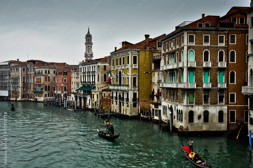 Grand Canal of Venice with Dark Grey Sky