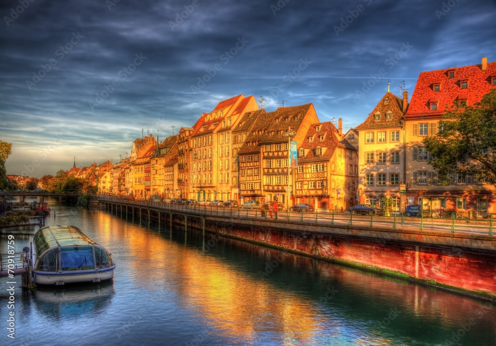 View of the Ill river in Strasbourg - Alsace, France