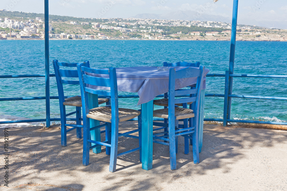 table in a cafe on the shore