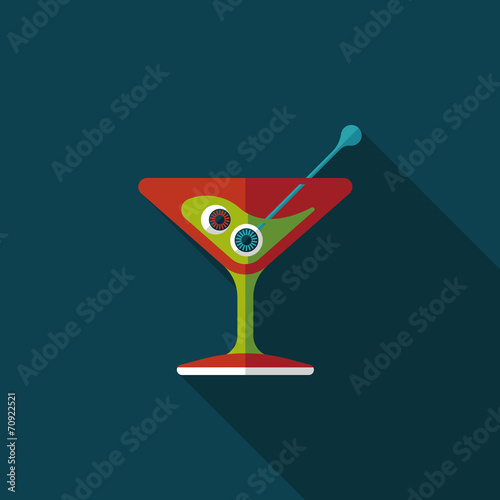 Halloween cocktail flat icon with long shadow,eps10