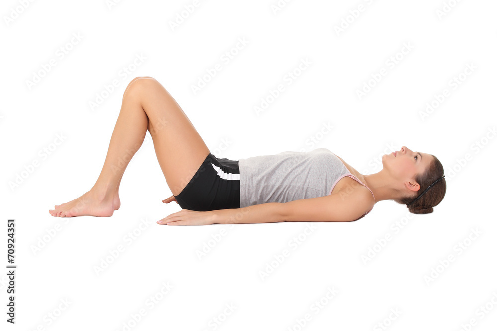 Young woman training yoga