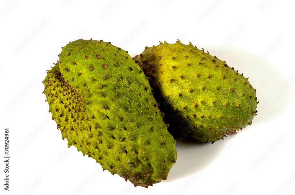 Tropical Fruit, Soursop Isolated On White Background Tropical Fruit, Soursop Isolated On White Background