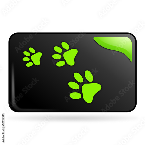 empreintes de chien sur bouton web rectangle vert