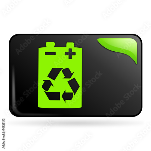 recyclage des piles sur bouton web rectangle vert