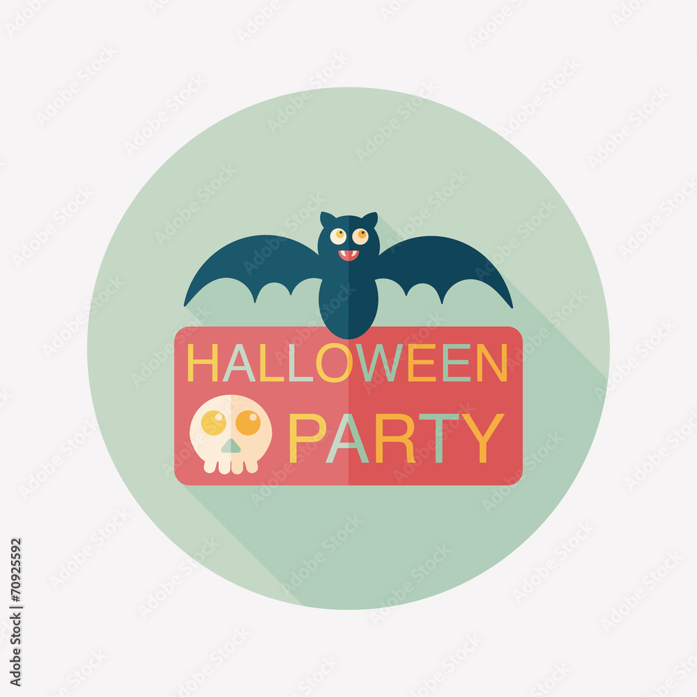 Halloween party sign flat icon with long shadow,eps10