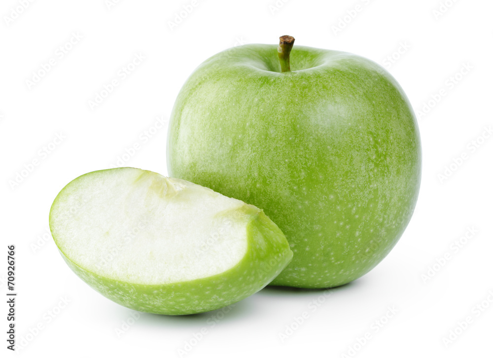 ripe fresh green apple with section ripe fresh green apple with section