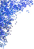 Blue stars in the form of confetti on white background