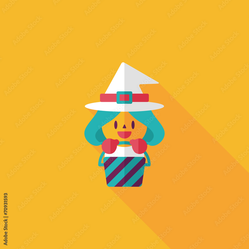 cute witch flat icon with long shadow,eps10 cute witch flat icon with long shadow,eps10