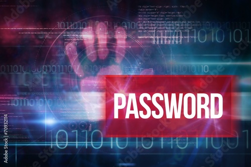 Password against blue technology design with binary code