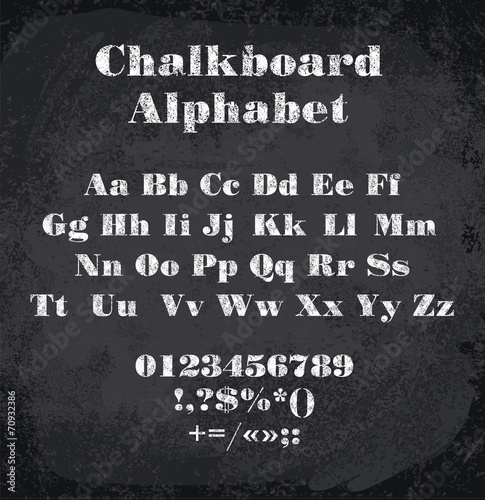 Vector illustration of chalked alphabet