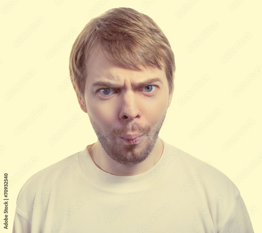 Surprised man face. Color toned image. Isolated. Surprised man face. Color toned image. Isolated.