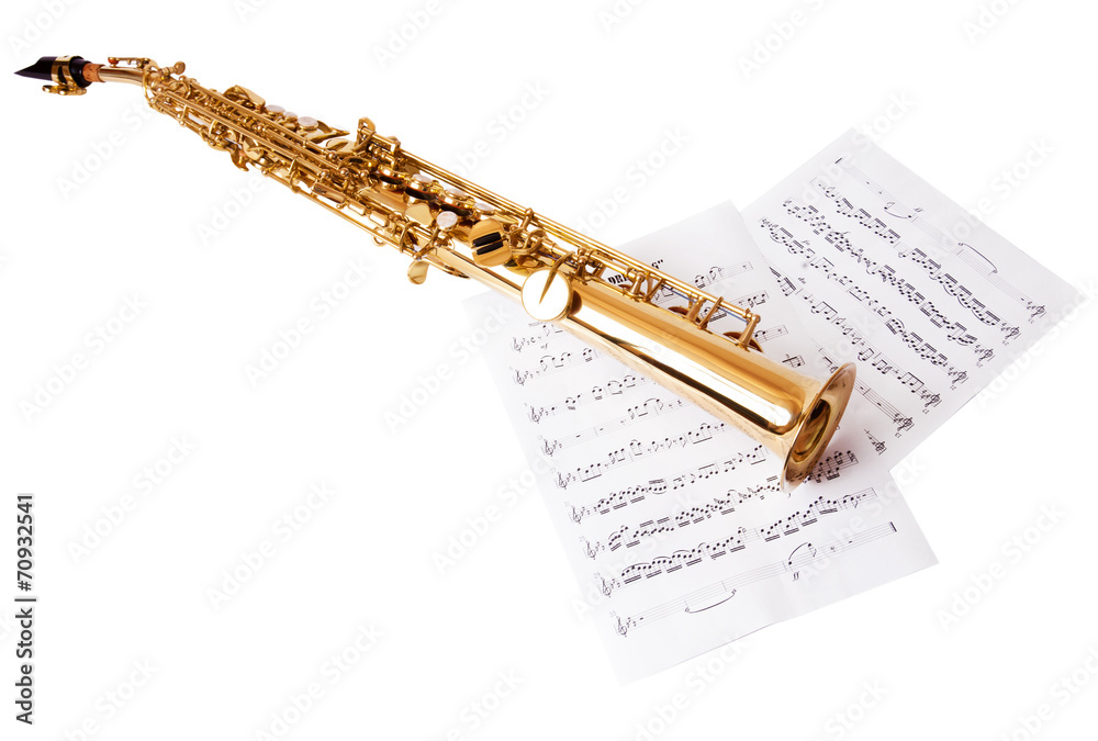 Obraz premium Musical notes and saxophone
