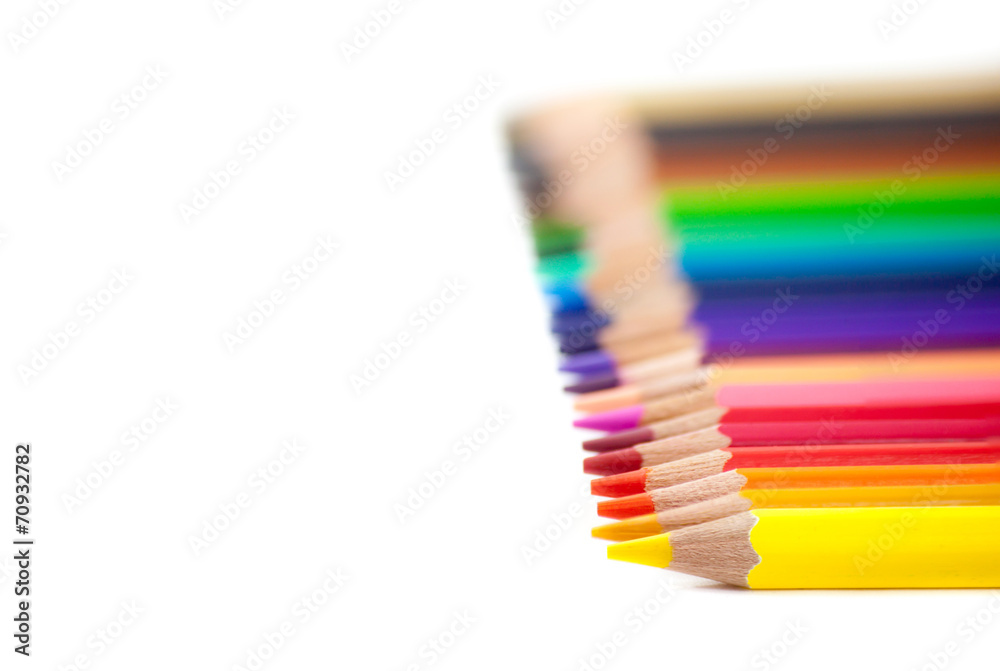 Fototapeta premium Colored pencils on white background