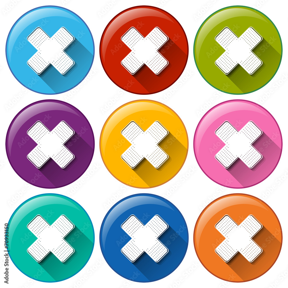 Round buttons with medical plasters Round buttons with medical plasters