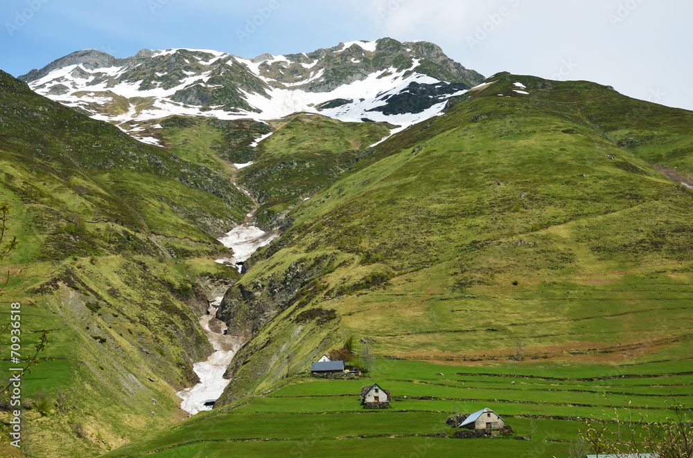 Spring view from the pass of Tourmalet in Pyrenees